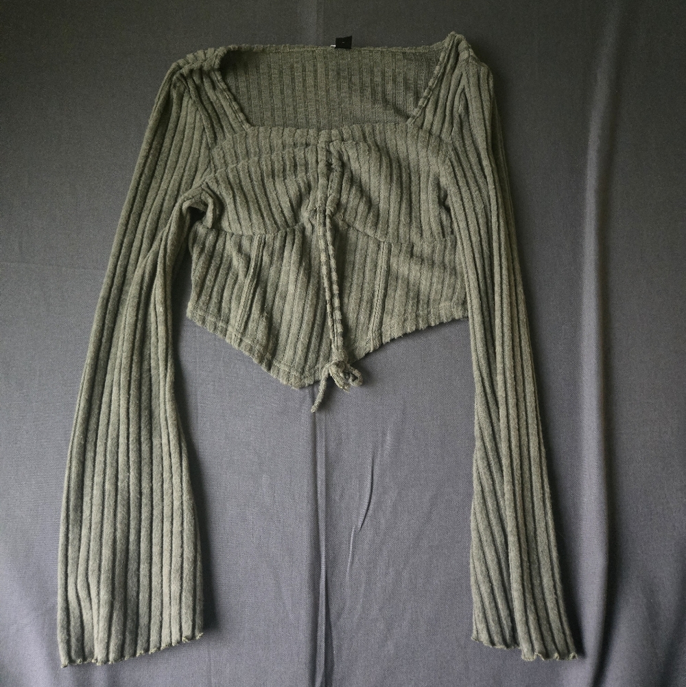 SHEIN Charcoal Ribbed Knit Top